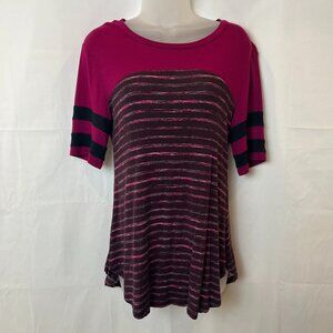 NWOT Maurices 24/7 Burgundy Red Striped Short Sleeve Shirt Top
